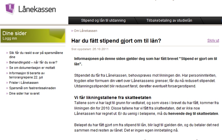 Nå blir stipendet omgjort til lån